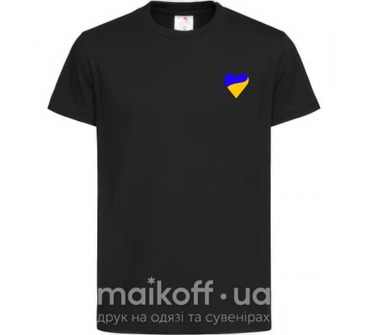 Дитяча футболка Сердечко прапор ВИШИВКА Чорний фото