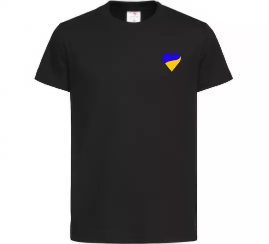Дитяча футболка Сердечко прапор ВИШИВКА Чорний фото