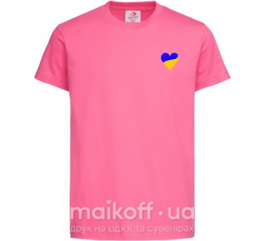 Дитяча футболка Сердечко прапор ВИШИВКА Яскраво-рожевий фото
