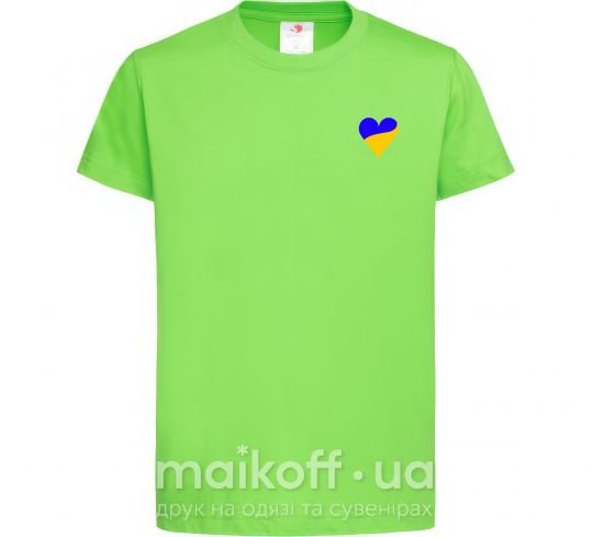 Дитяча футболка Сердечко прапор ВИШИВКА Лаймовий фото