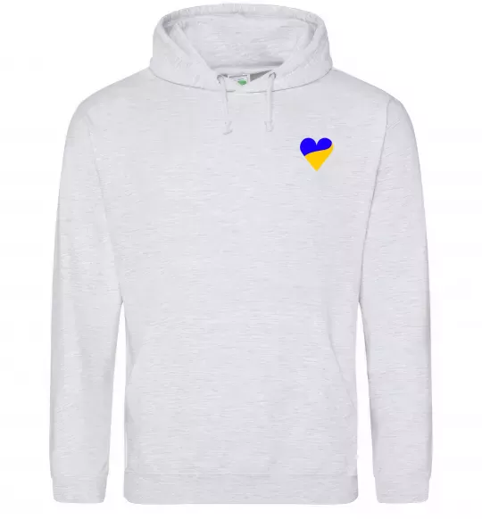 Жіноча толстовка (худі) Сердечко прапор ВИШИВКА Сірий меланж фото