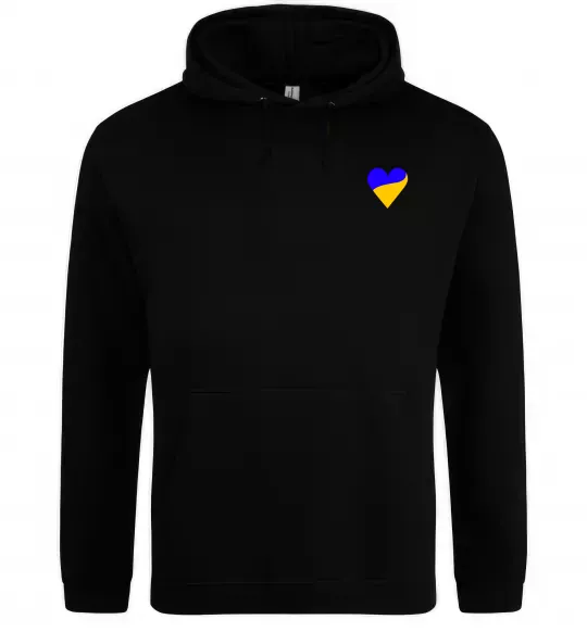 Мужская толстовка (худи) Сердечко прапор ВИШИВКА Черный фото