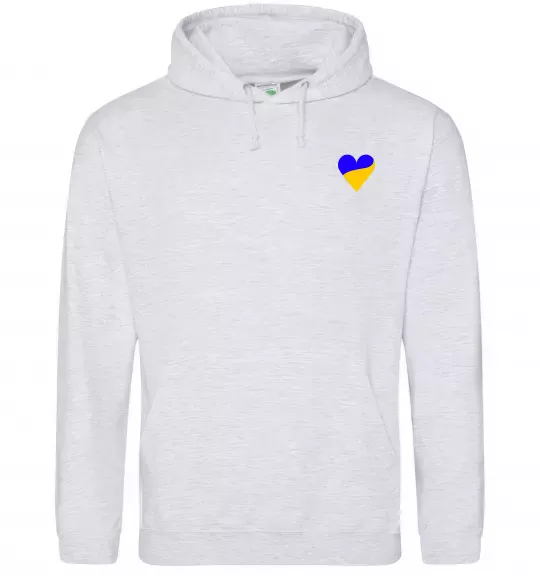 Мужская толстовка (худи) Сердечко прапор ВИШИВКА Серый меланж фото