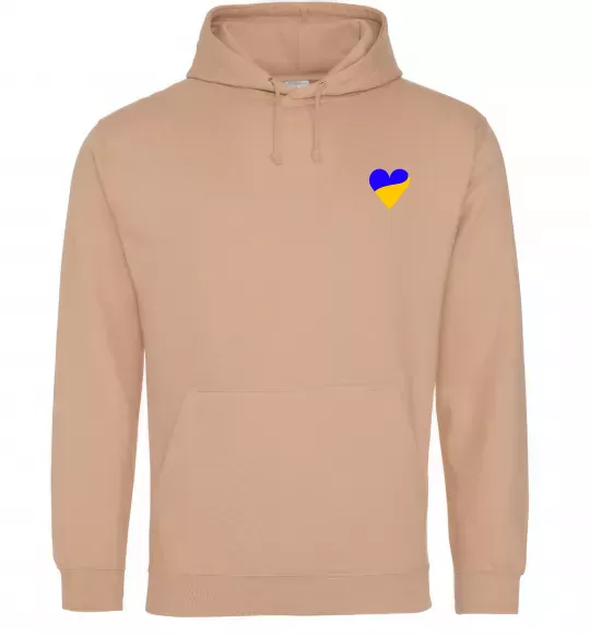 Мужская толстовка (худи) Сердечко прапор ВИШИВКА Песочный фото