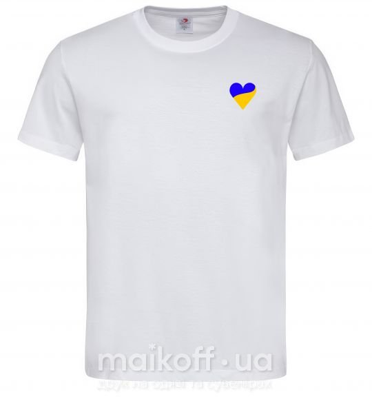 Чоловіча футболка Сердечко прапор ВИШИВКА Білий фото