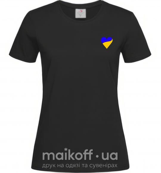 Женская футболка Сердечко прапор ВИШИВКА Черный фото