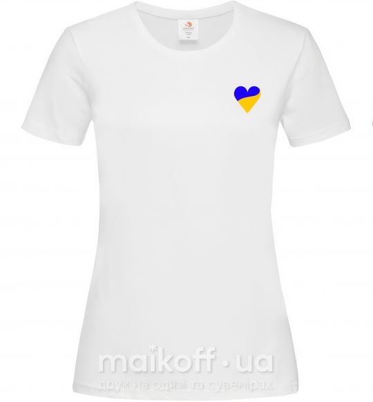 Женская футболка Сердечко прапор ВИШИВКА Белый фото