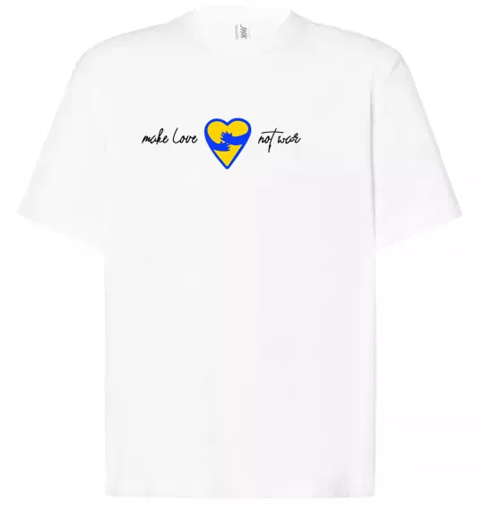 Футболка Оверсайз Make love not war серце обіймів Белый фото