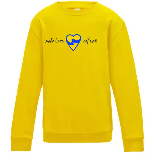 Детский Свитшот Make love not war серце обіймів Солнечно желтый фото