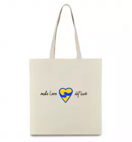 Еко-сумка Make love not war серце обіймів Бежевий фото
