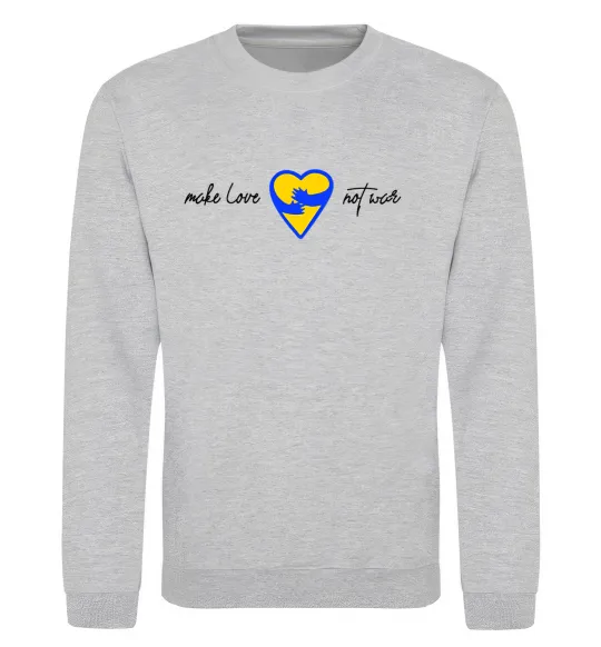 Свитшот Make love not war серце обіймів Серый меланж фото