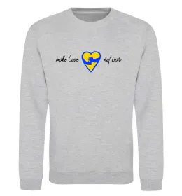 Свитшот Make love not war серце обіймів Серый меланж фото
