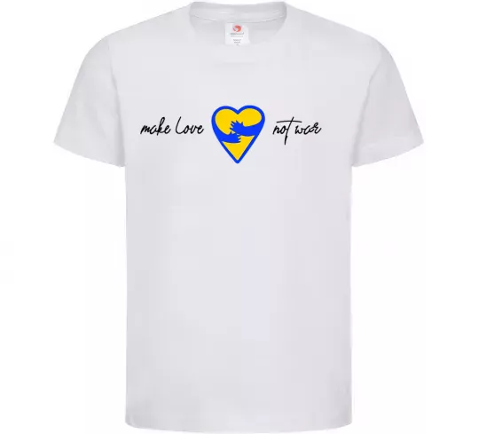 Детская футболка Make love not war серце обіймів Белый фото