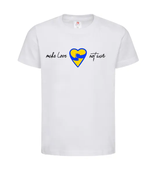 Дитяча футболка Make love not war серце обіймів Білий фото