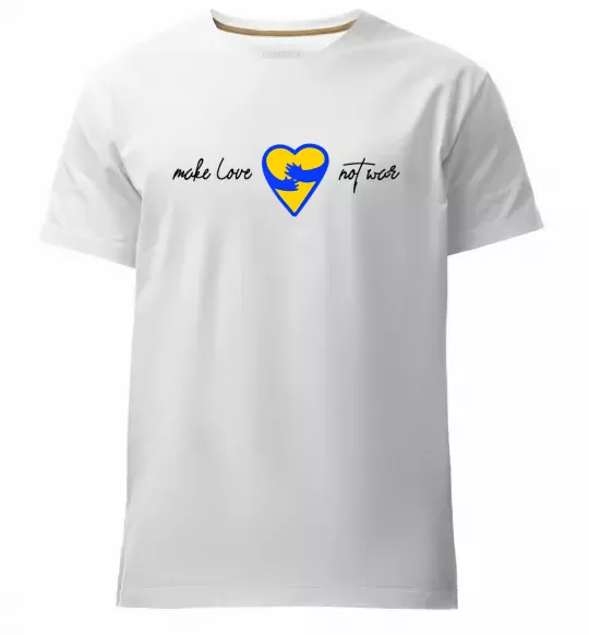 Мужская премиум футболка Make love not war серце обіймів Белый фото