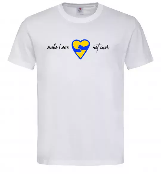 Чоловіча футболка Make love not war серце обіймів Білий фото