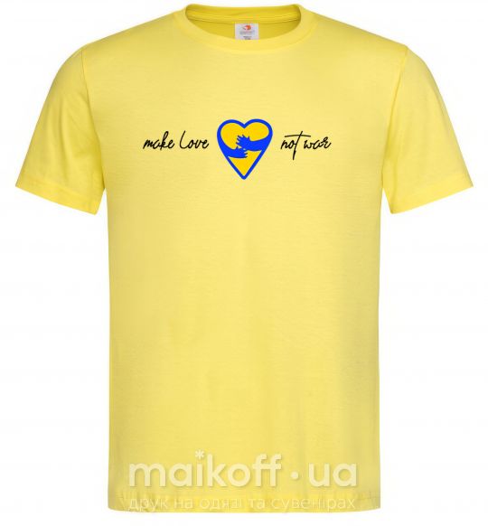 Чоловіча футболка Make love not war серце обіймів Лимонний фото