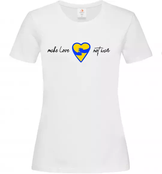 Женская футболка Make love not war серце обіймів Белый фото