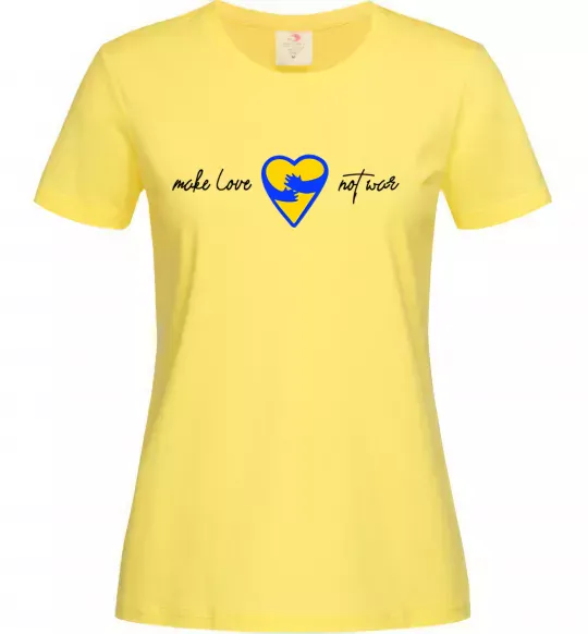 Женская футболка Make love not war серце обіймів Лимонный фото