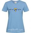 Жіноча футболка Make love not war серце обіймів Блакитний фото