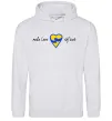 Чоловіча толстовка (худі) Make love not war серце обіймів Сірий меланж фото