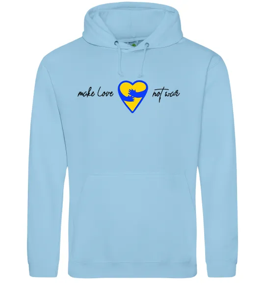 Мужская толстовка (худи) Make love not war серце обіймів Голубой фото