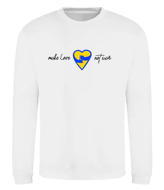 Світшот Make love not war серце обіймів Білий фото