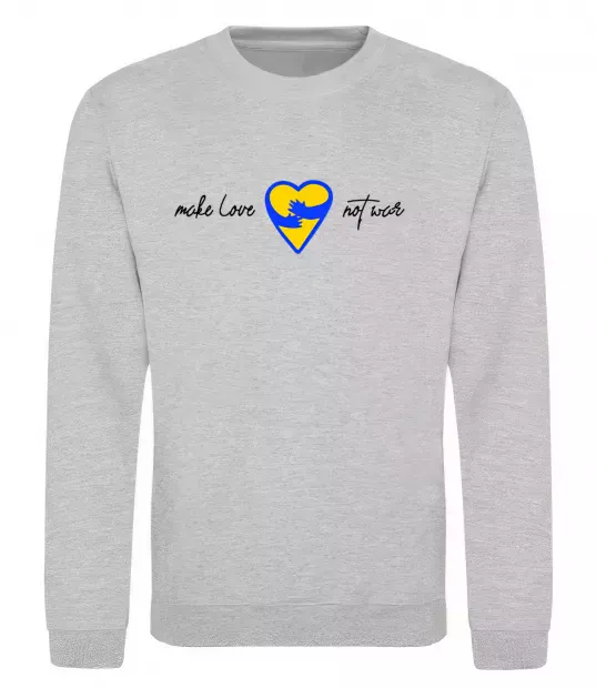 Світшот Make love not war серце обіймів Сірий меланж фото