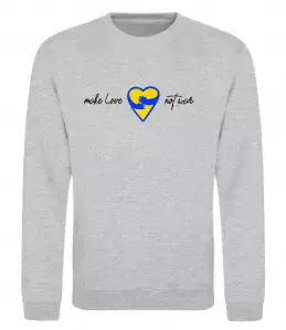Свитшот Make love not war серце обіймів Серый меланж фото