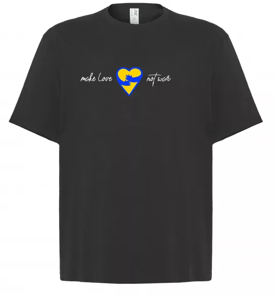 Футболка Оверсайз Make love not war серце обіймів Черный фото