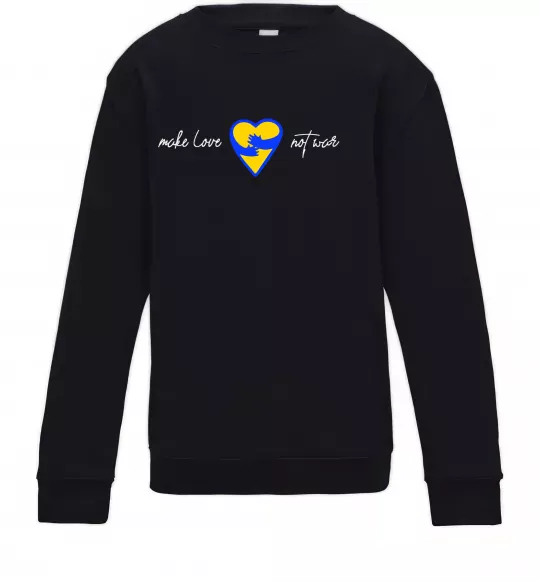 Детский Свитшот Make love not war серце обіймів Черный фото