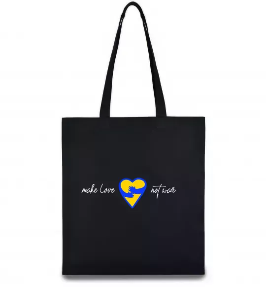 Еко-сумка Make love not war серце обіймів Чорний фото