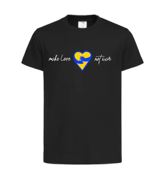Дитяча футболка Make love not war серце обіймів Чорний фото
