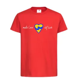 Детская футболка Make love not war серце обіймів Красный фото