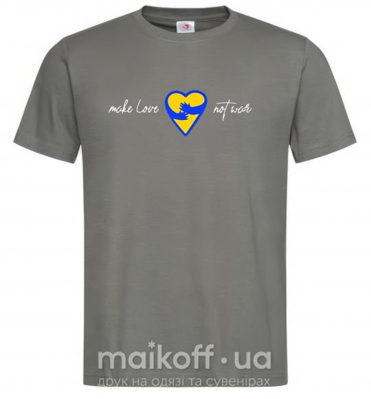 Чоловіча футболка Make love not war серце обіймів Графіт фото