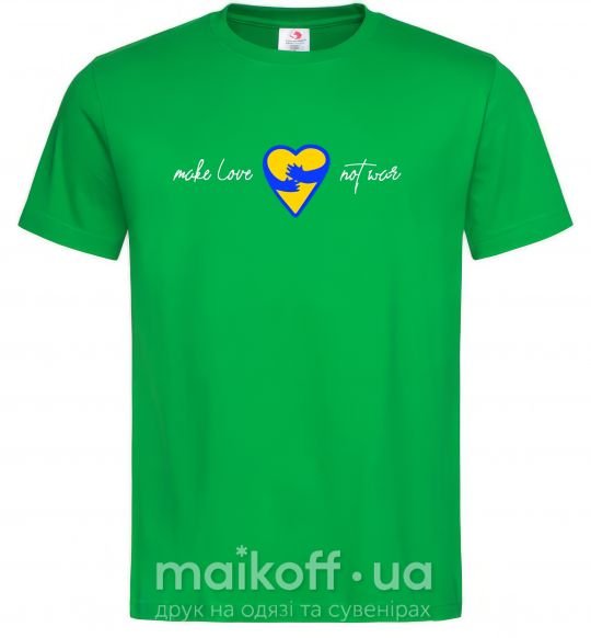 Мужская футболка Make love not war серце обіймів Зеленый фото