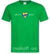 Чоловіча футболка Make love not war серце обіймів Зелений фото