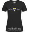 Жіноча футболка Make love not war серце обіймів Чорний фото