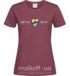 Жіноча футболка Make love not war серце обіймів Бордовий фото
