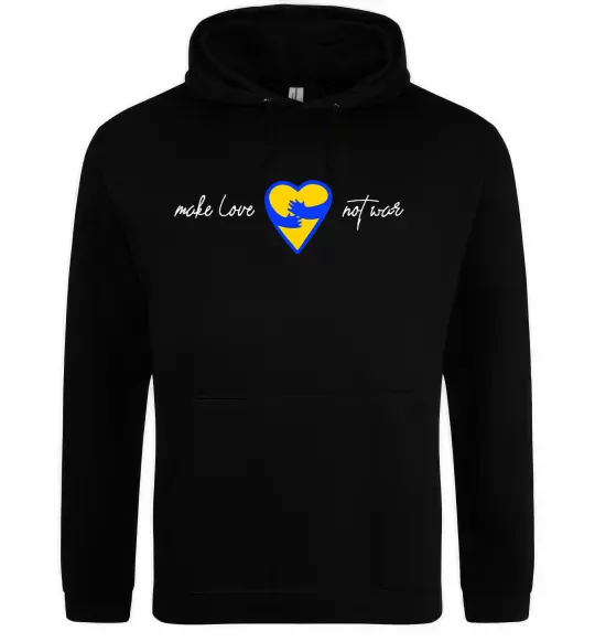 Жіноча толстовка (худі) Make love not war серце обіймів Чорний фото