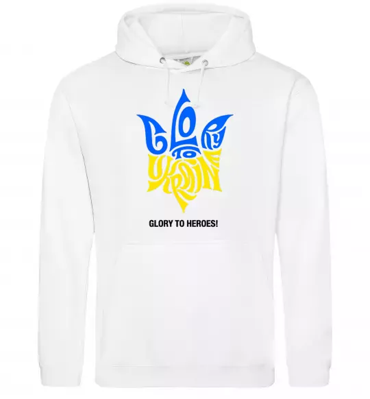 Чоловіча толстовка (худі) Glory to Ukraine glory to heroes Білий фото
