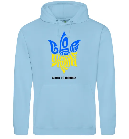 Мужская толстовка (худи) Glory to Ukraine glory to heroes Голубой фото