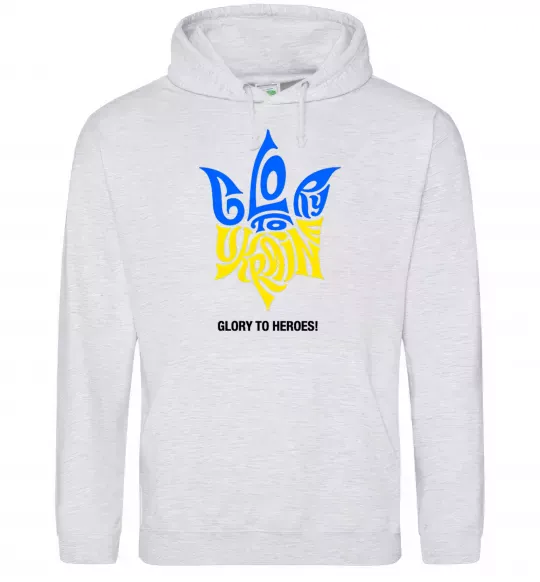 Женская толстовка (худи) Glory to Ukraine glory to heroes Серый меланж фото