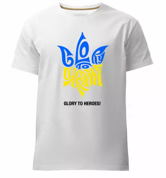 Мужская премиум футболка Glory to Ukraine glory to heroes Белый фото
