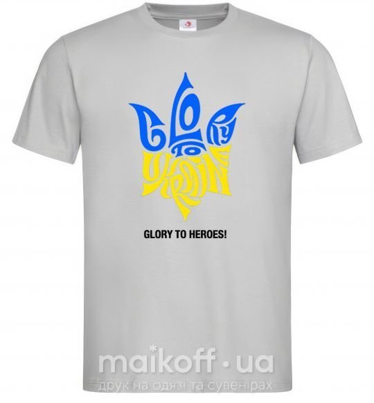 Мужская футболка Glory to Ukraine glory to heroes Серый фото