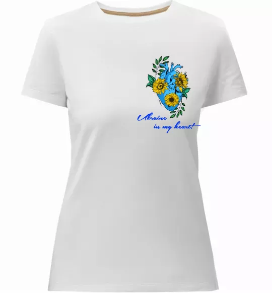 Женская премиум футболка Ukraine in my heart Белый фото