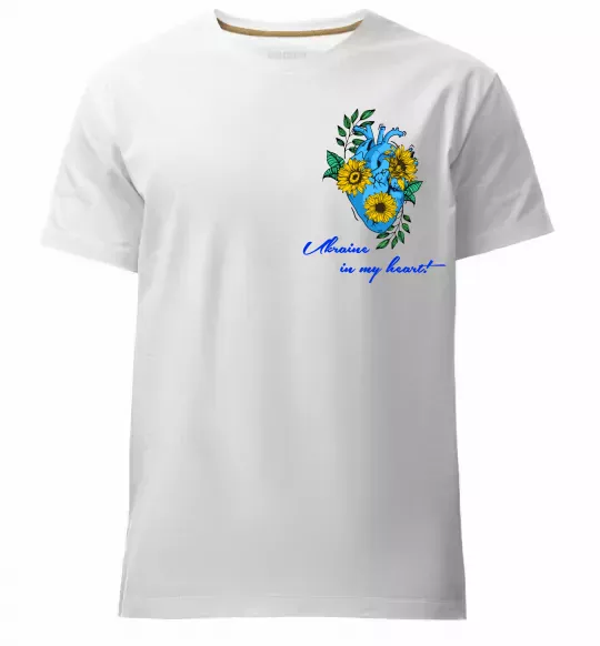 Чоловіча преміум футболка Ukraine in my heart Білий фото