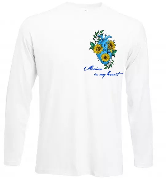 Лонгслив Ukraine in my heart Белый фото