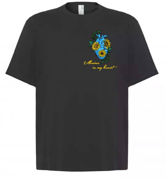 Футболка Оверсайз Ukraine in my heart Черный фото