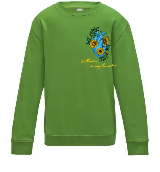 Детский Свитшот Ukraine in my heart Лаймовый фото